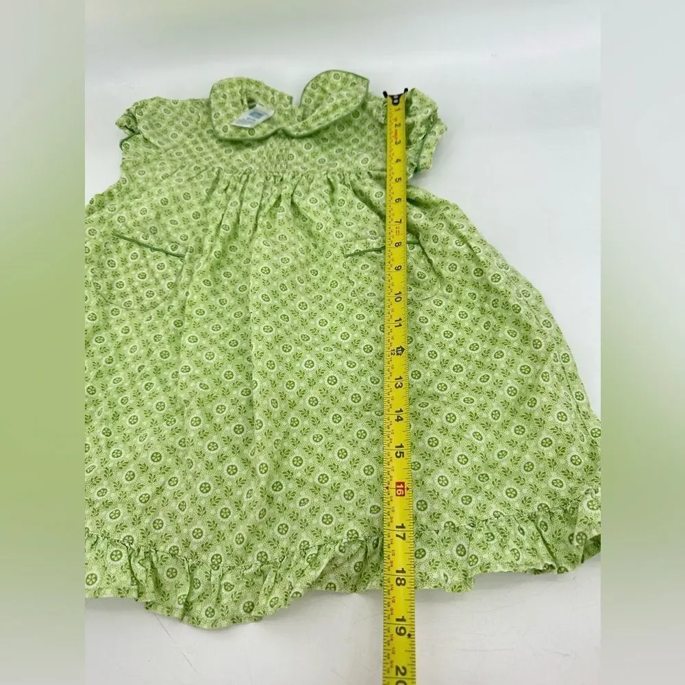 Vtg April Cornell Green Floral Baby Dress Collared With Bloomers Sz 12-18 Month